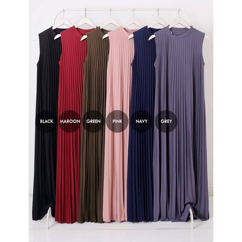 Gamis Plisket Premium / Gamis Plisket Maxy / Gamis Plisket Tanpa Lengan / Gamis Plisket Yukensi / In