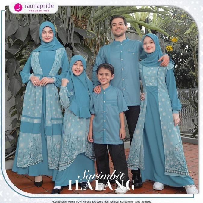 Best Seller Gamis Rauna 13 Sarimbit Ilalang Blue Baju Muslim Couple Keluarga Berkualitas