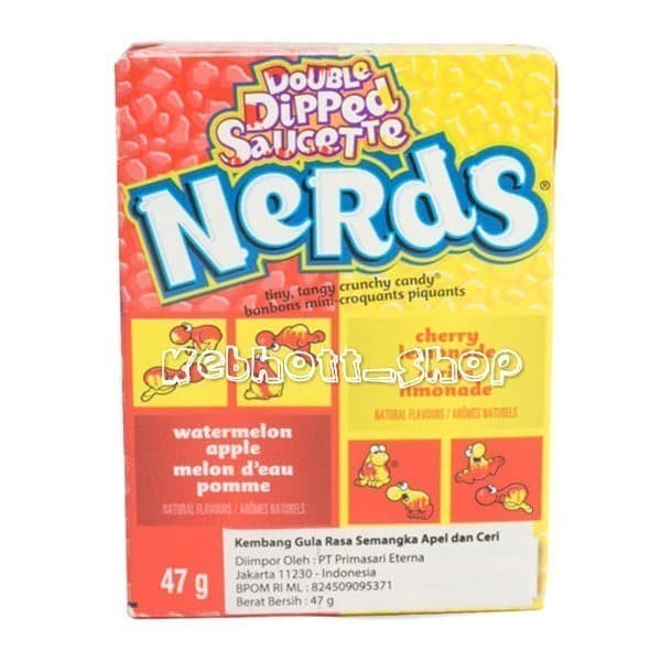 

Wow Wonka Double Dipped Saucette Nerds Watermelon Apple Cherry Lemon Candy Murah