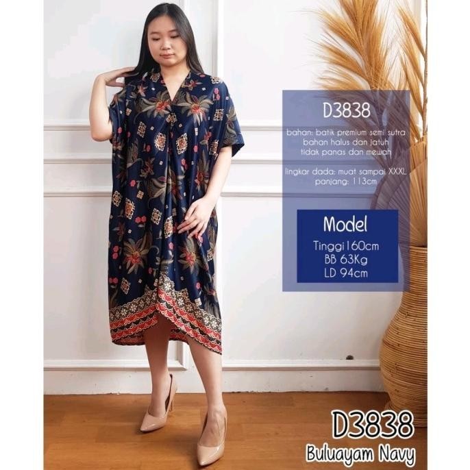 Kaftan Batik Pendek Wanita Dress Pesta Party Kondangan Jumbo Big Size