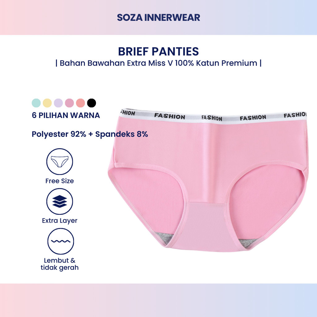 Celana Dalam Wanita Bahan Katun Polos B07 Motif Korean Fashion Ada Extra Bawahan Kain Miss V Tali Ka