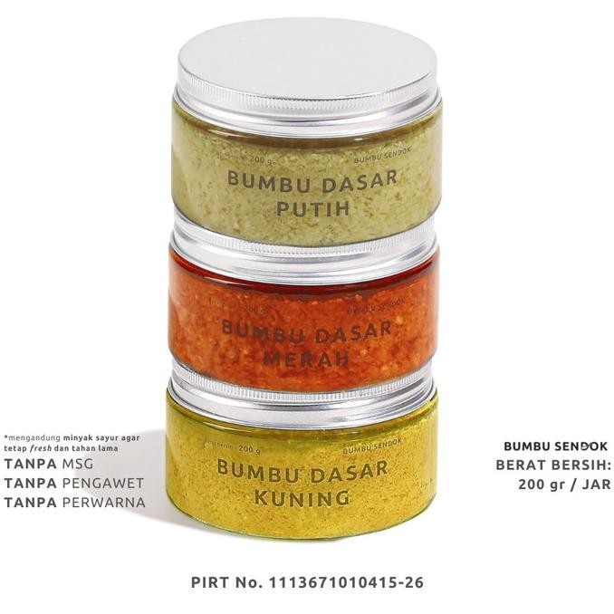 

Bumbu Sendok Paket (3 Jar) Bumbu Dasar Putih, Kuning, Merah 200G | Barnabe