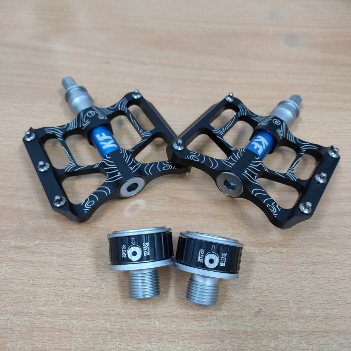 PEDAL QUICK RELEASE KFISHER BEARING PEDAL SEPEDA BLACK BLUE