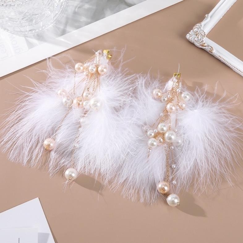 [KONDE] JP 29 - 2pcs/set Korea Bulu Mutiara Rumbai Jepit Rambut Manis Pesta Pernikahan Gadis Klip Ra