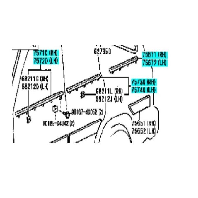 Pelipit Kaca Pintu Landcruiser Vx80 Vx 80 Set 6 Potong Ori