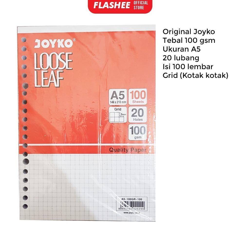 Promo Besar Flashee Kertas Binder Kotak Loose Leaf Grid Isi File A5 B5 Isi 100 Lembar Joyko