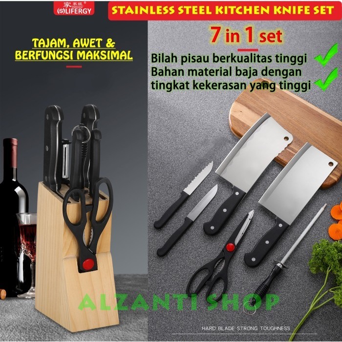 Terlaris Pisau Dapur Set - Kitchen Knife Set Stainless Steel 7 Pcs Tajam & Kuat Promo Terbaru