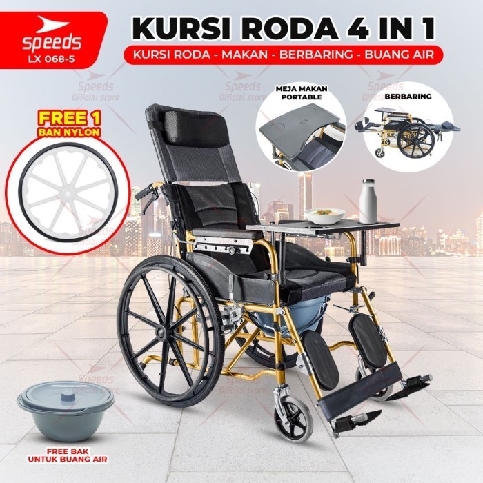 HOT PROMO SPEEDS Kursi Roda Traveling Bisa Dilipat Kursi roda Alluminium 068-4