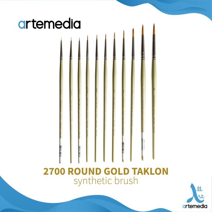 

Terlaris Kuas Lukis Artemedia 2700 Round Gold Taklon Synthetic Brush Sh Promo Terbaru