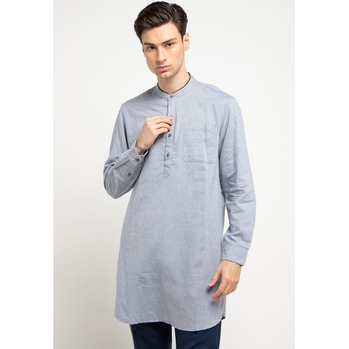 DISKON TRIPLE Kemeja Koko (LS KK 420 NVY) Lengan Panjang Regular Fit
