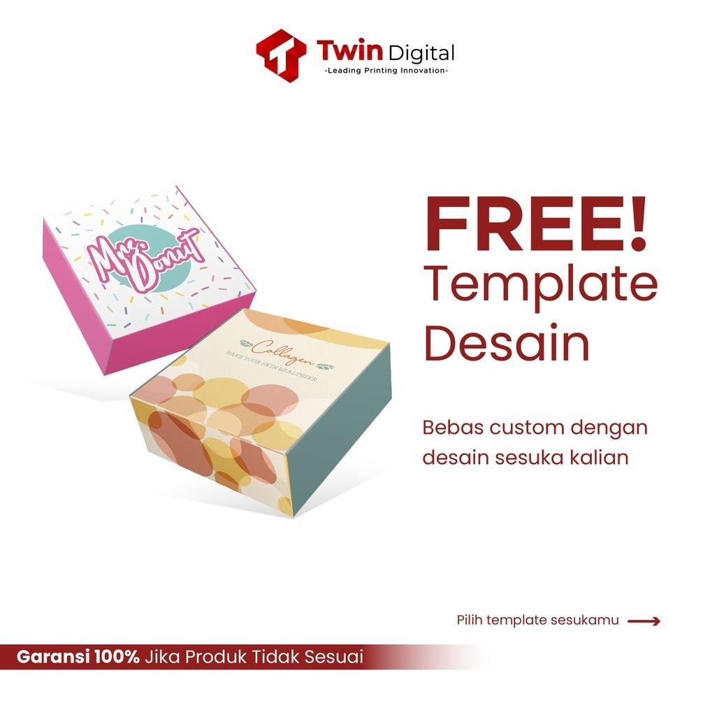 

Special Promo Twindigital Custom Box Packaging Kecil Tanpa Lem Kotak Hadiah Praktis Kemasan Produk - Kardus Donat Mini 10x10x4 cm