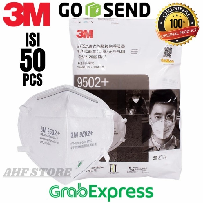 Masker N95 Kn95 3M 9502+ Headloop 5O Pcs Original Disposable Medis Ori