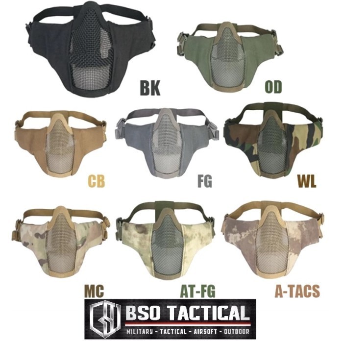 Tactical Mask Wiremesh Pdw Half Face Mask Airsoft Masker Jaring Import