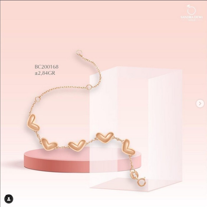 GELANG EMAS GOLDEN LOVE SERIES HATI SANDRA DEWI GOLD