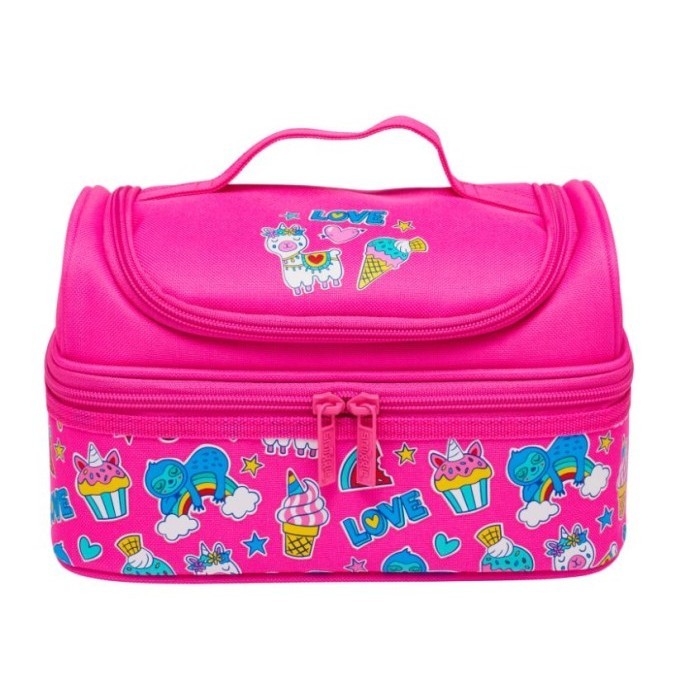 Risti Smiggle Double Decker Lunch Box Tas/Pink/Navy/Unicorn/Mermaid