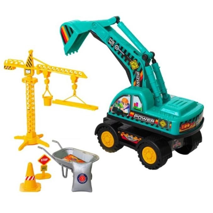 SG TOYS POWER 180 MAINAN TRUCK ESKAVATOR + CRANE (BIRU MUDA) | TESANI