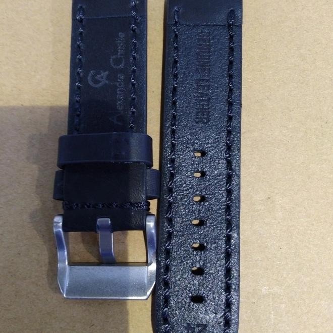 Tali Jam Kulit Alexandre Christie AC Original Strap Leather Hitam
