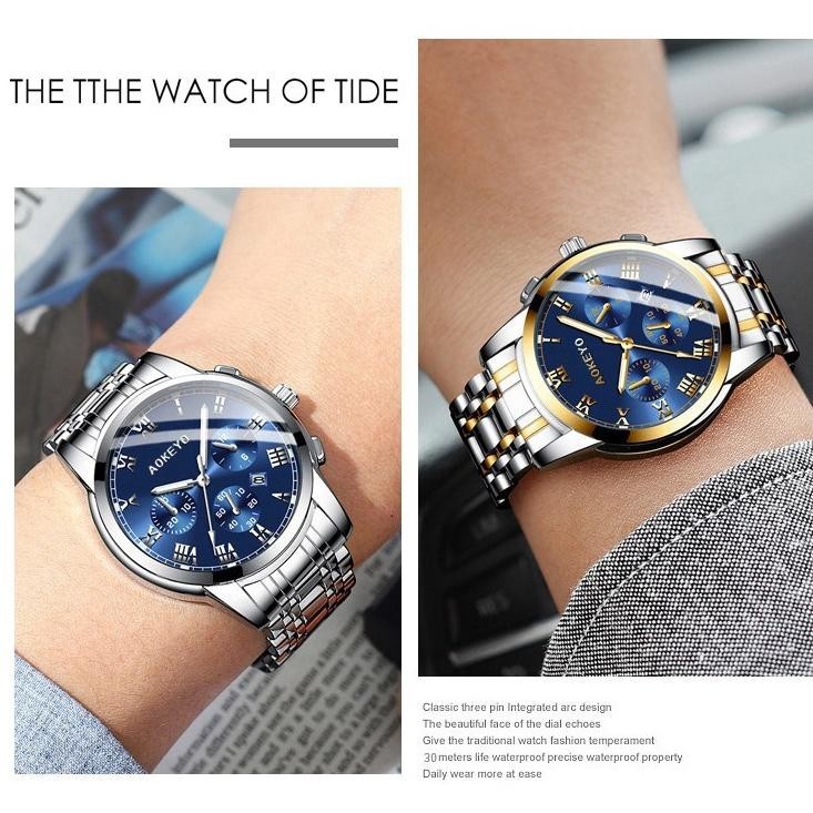 COD Aokeyo 4006 Jam Tangan Pria Anti Air ORI Jam Tangan Pria Anti Air Original Luxury Stainless Stee