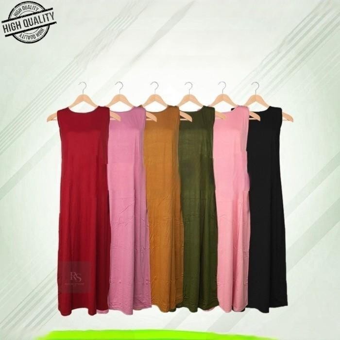 BISA COD - INNER DRESS TANPA LENGAN MANSET GAMIS BUNTUNG PUTIH HITAM