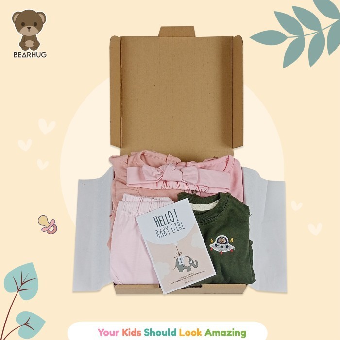 

Ready Bearhug Hampers Gift Set baby girl pilihan mixmotif 3-12 bulan