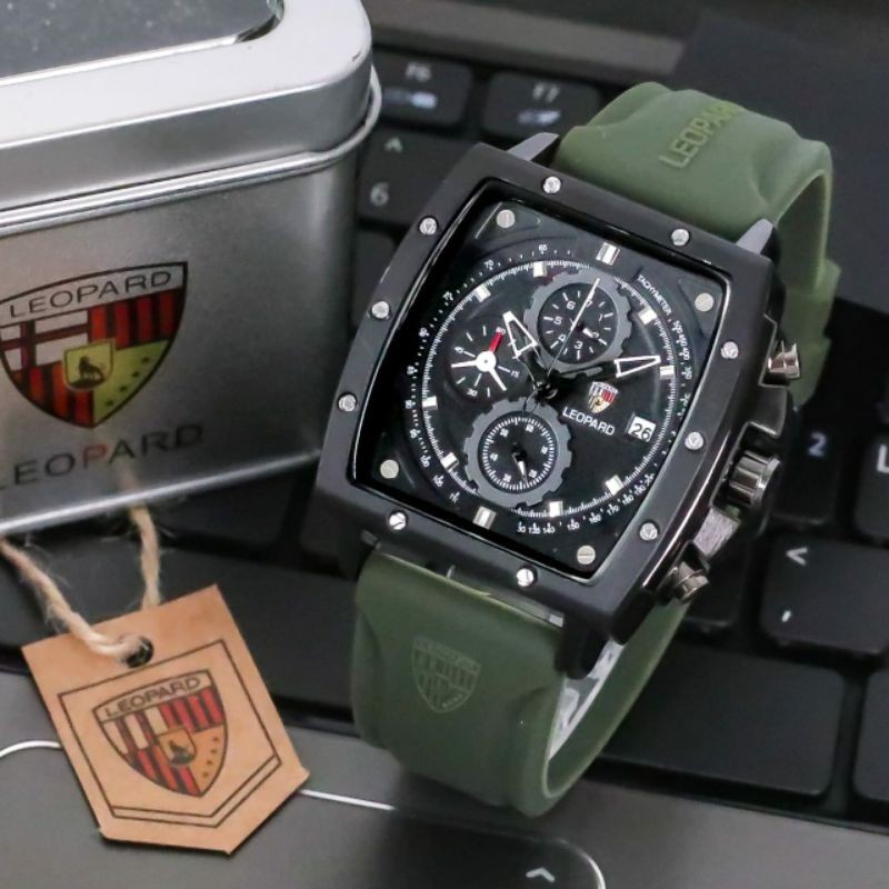 [ BISA COD ] JAM TANGAN PRIA ORIGINAL LEOPARD 8829 ANALOG CHRONO TANGGAL AKTIF DIAMETER 4,5 CM | JAM
