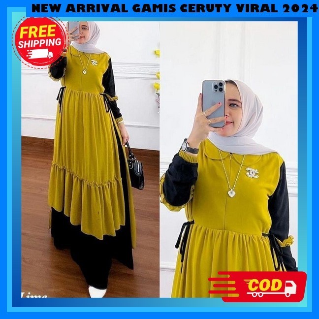 Longdress Kondangan Perempuan Mewah Elegan Maxmara Gsmis Fashion Muslim 2024 Kekinian Lebaran Babydo