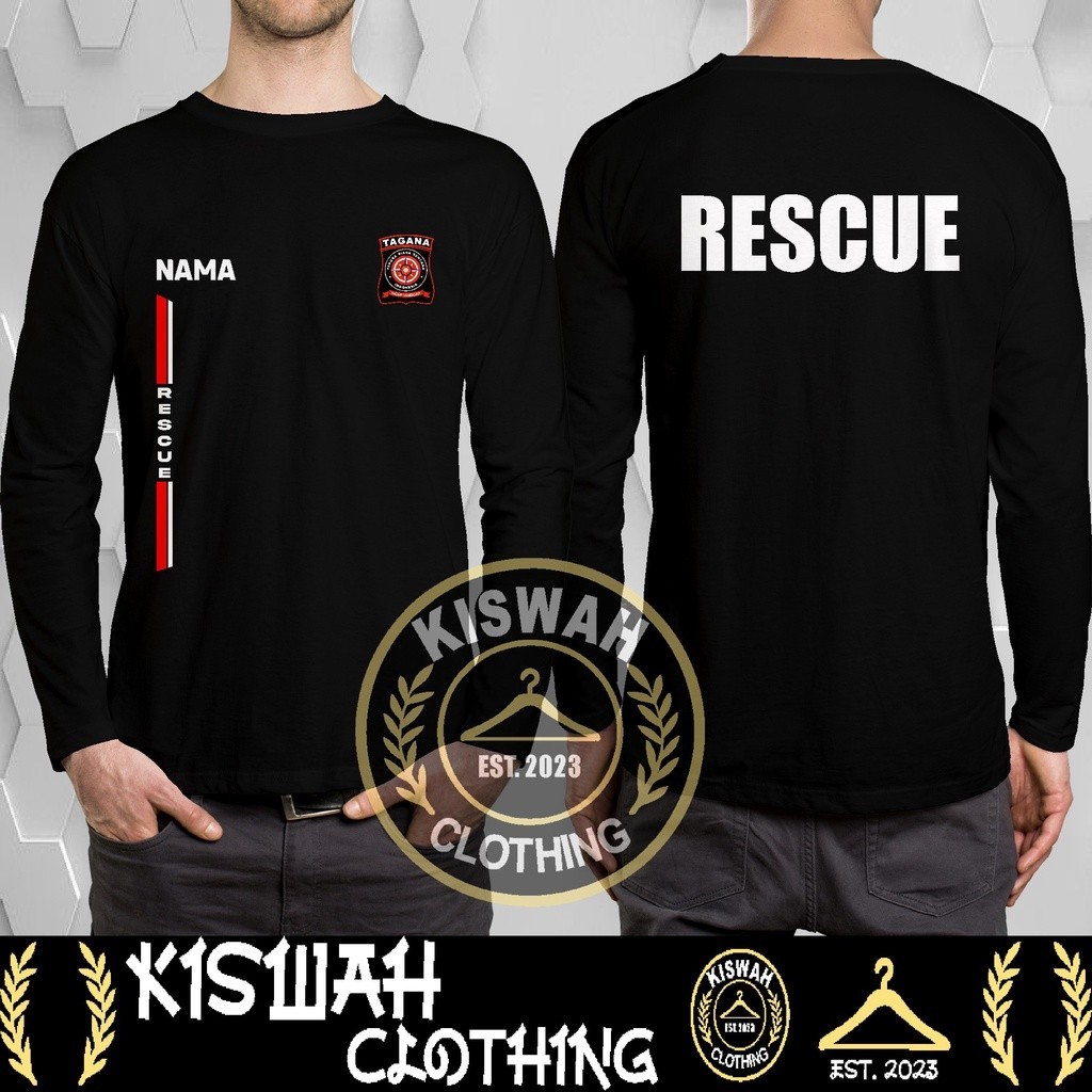 Kaos Tshirt TAGANA Rescue Gratis Nama Kamu Lengan Panjang Baju Distro