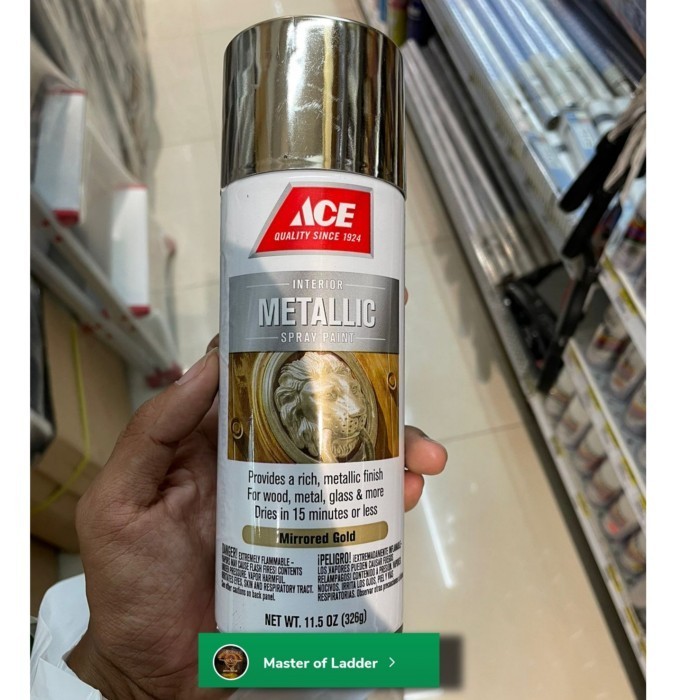 BEBAS ONGKIR - Cat Semprot Metalik Mirrored Gold / Ace Spray Paint Metallic Emas