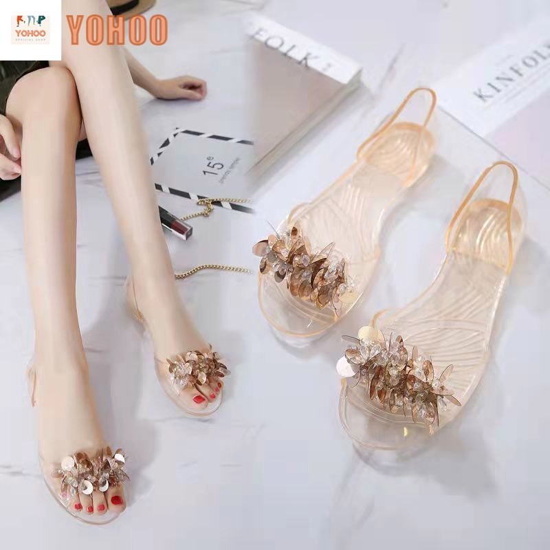 Sepatu Kaca Transparan / Sepatu Jelly / Flat Jelly Shoes/ Sendal Wanita