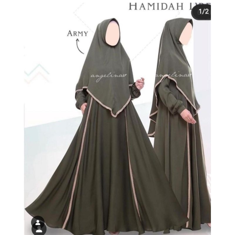 Preloved set hamidah dress dan hasna khimar lace atelier angelina size xs