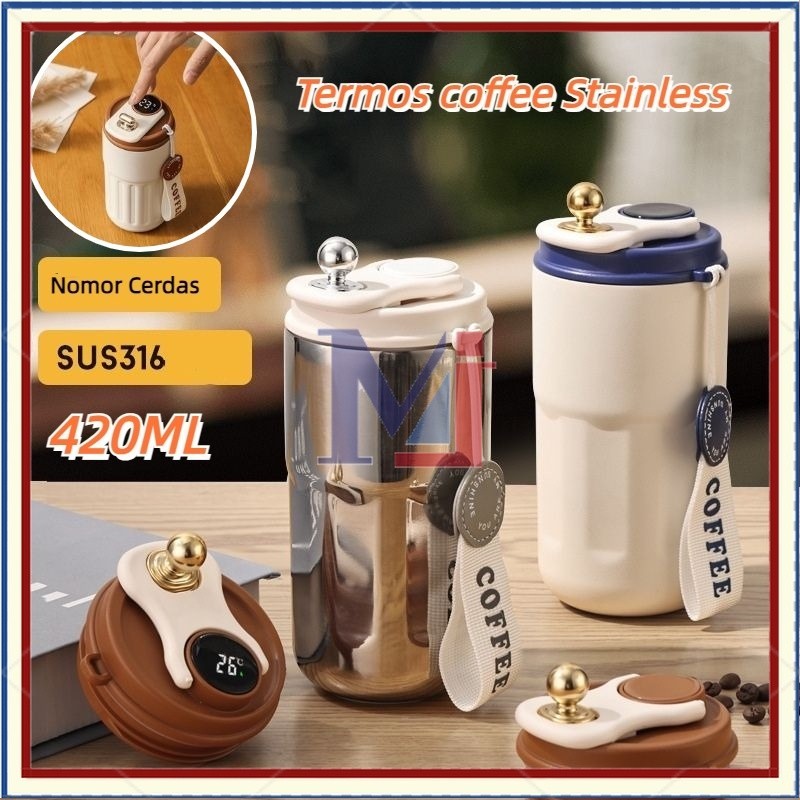 CodCangkir Kopi Tumbler Panas Dan Dingin Gelas Aesthetic Bottol Num Led Termos Coffee Stainless