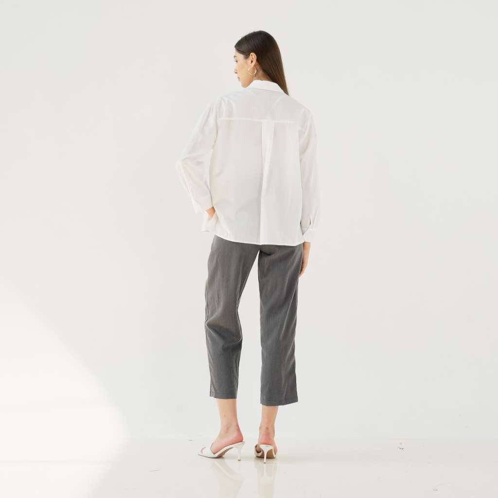 [ONLINE EXCLUSIVE] This Is April - Atasan Kemeja Wanita Marla Top - White Hijab Friendly Lengan