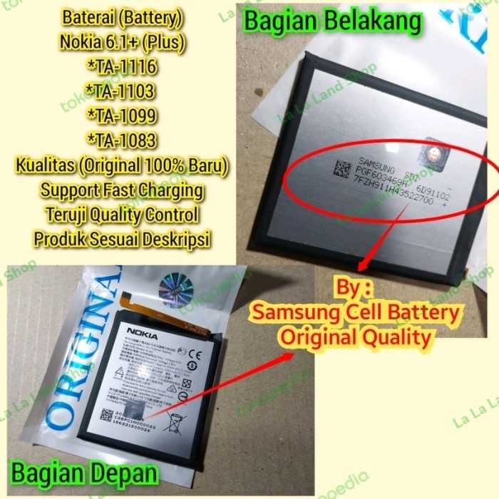 Baterai Battery Original Nokia 6.1 Plus (Nokia X6 2018)
