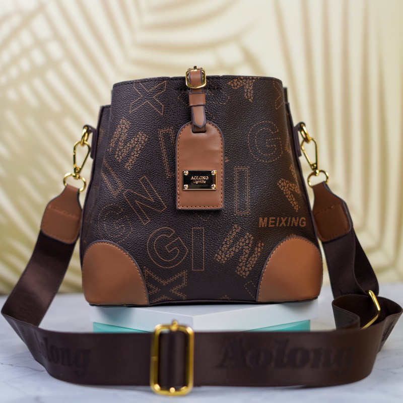 [ONLINE EXCLUSIVE] AOLONG Karamel-Tas Selempang Wanita SlingBag Fashion PU Leather Mewah 8912