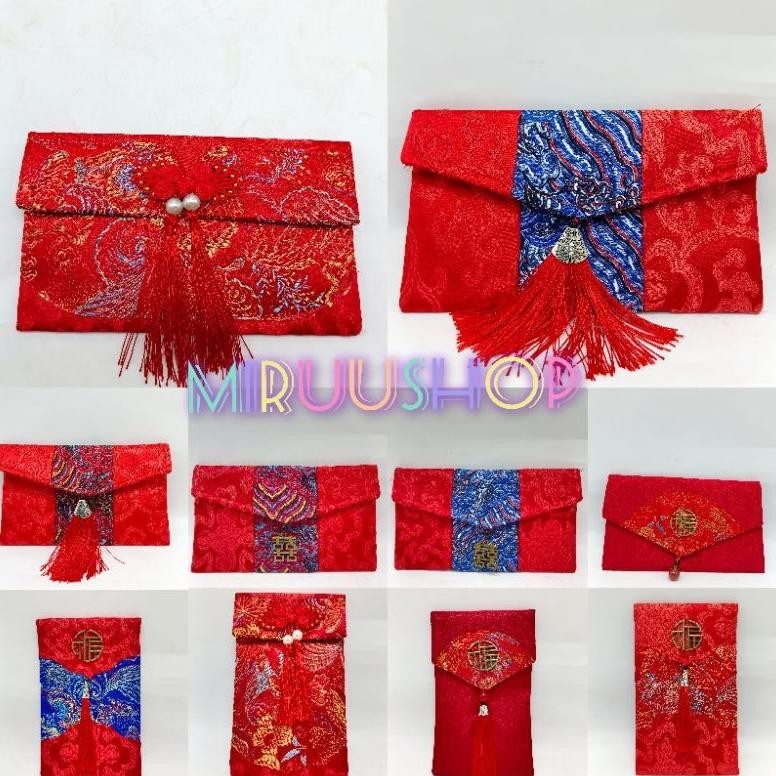 

AQW Angpau angpao kain shuangxi sangjit imlek fu hoki premium high quality warna merah