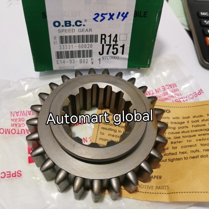 Gear Speed Gigi 1 Toyota Hardtop 2F 33331-60020 25X14T Kode Kn364
