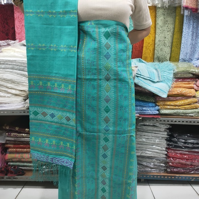 Songket motif sadum warna mint / songket Hijau toska