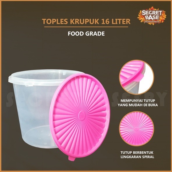 CJ2 TOPLES KERUPUK 16 LITER - PLASTIK / TOPLES BULAT ROTI SERBAGUNA MURAH UZQ