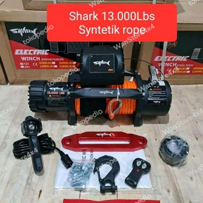 Ready | Siap Kirim Winch Shrak 13000Lbs 6Ton Tali Plasma Syenthetic 12V Tali Derek Mobil New