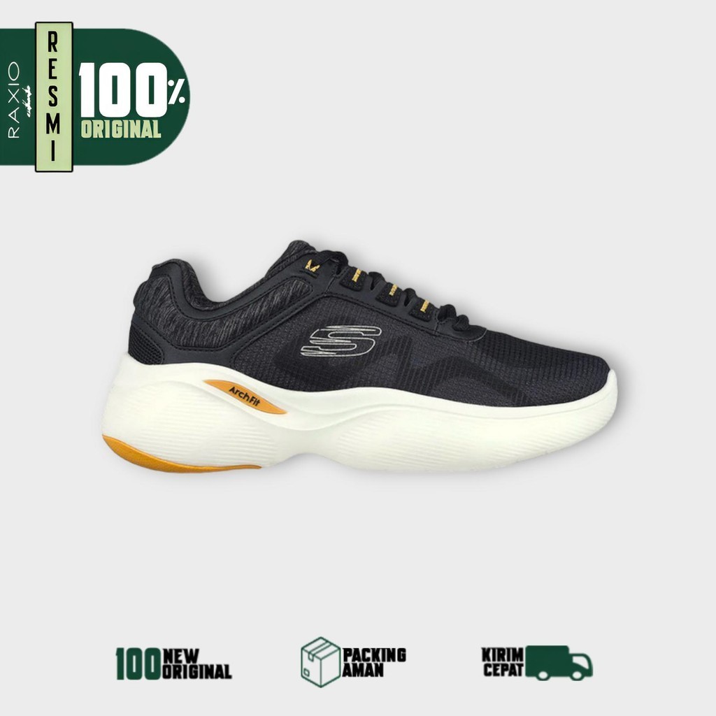 Sepatu Sneakers Skechers Arch Fit Infinity Black White Gold Original Ori Asli BNIB Murah