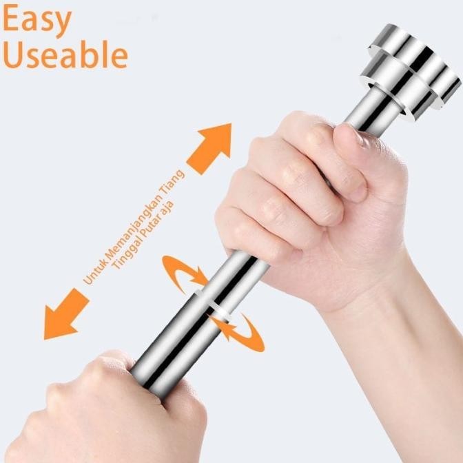 Tiang Gorden Fleksibel Besi Tiang Jemuran Baju Portable Tanpa Paku
