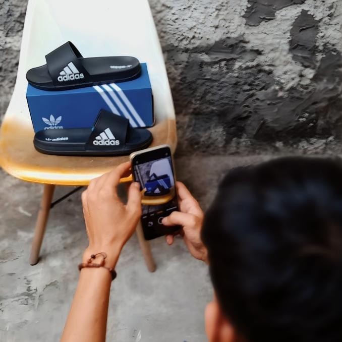 Sandal Adidas Original Sandal big Size Pria Sandal Jumbo Slop Slip On