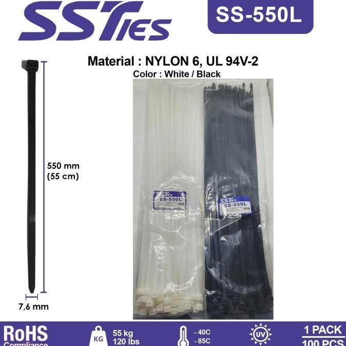 

Kabel Ties Cable Tis Insulock 550X7,6Mm 55Cm Ss550L Nylon6 Ssties Kualitas Premium