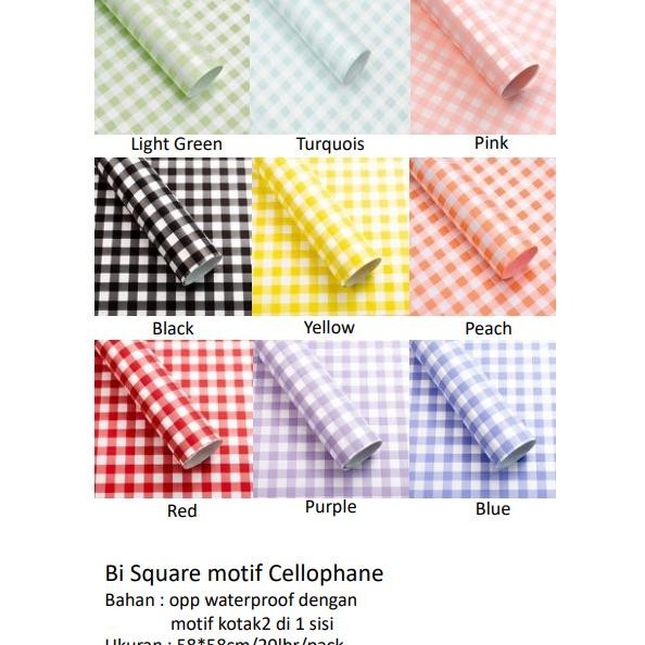 

Diskon Ganda" 20lbr Bi Square motif Cellophane/Wrapping paper/Kertas Bunga ||