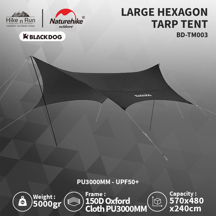 Kanopi Flysheet Blackdog BD-TM003 Hexagon Tarp Canopy Large