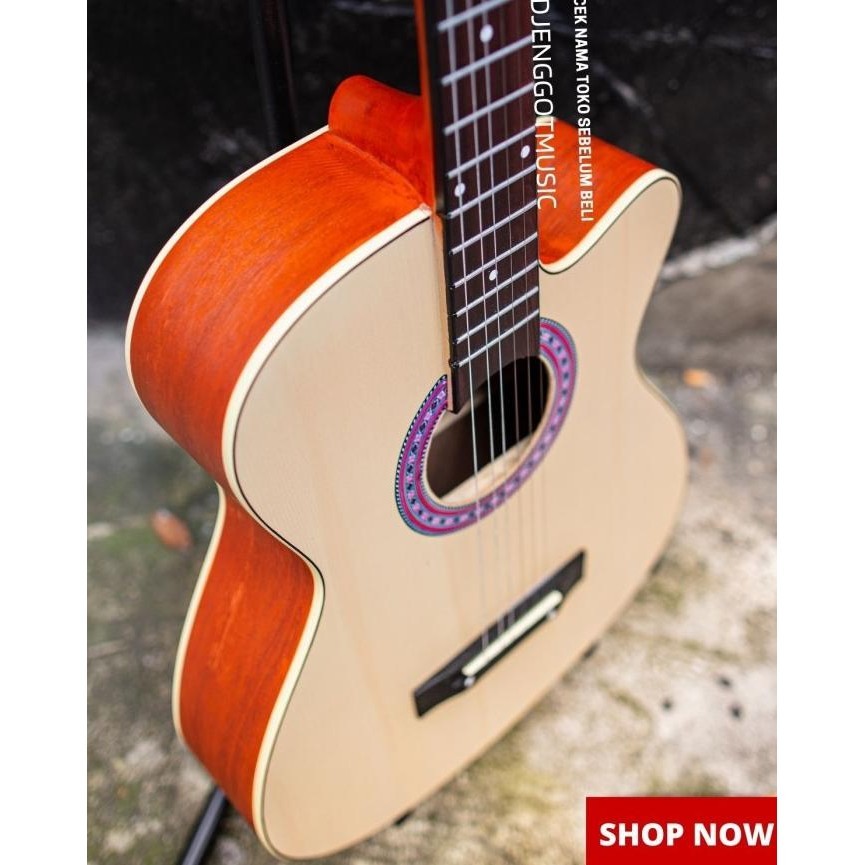 Gitar Akustik Mandalika S-01 Natural Gratis Tas Dan Senar Cadangan