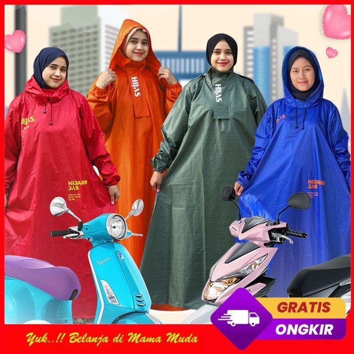 Mantel Jas Hujan Wanita Gamis Muslimah Hijabers Jumbo Hijaz Terbaru