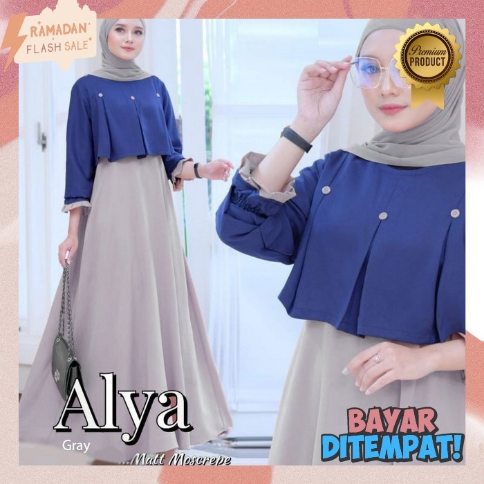 Baju Muslim Wanita Terbaru 2024 Games Dewasa Perempuan Longdress Maxidress Plus Kerudung Lengan Panj