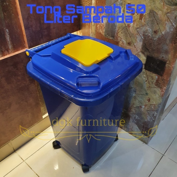 GROSIR TONG TEMPAT SAMPAH PLASTIK DUSTBIN BESAR RODA BERODA 50 LITER