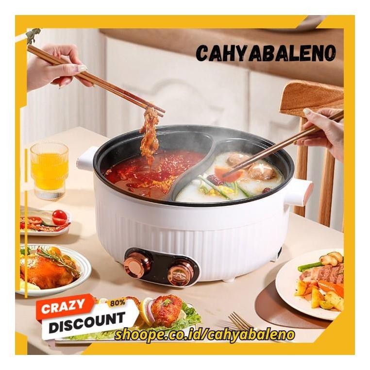 PANCI ELEKTRIK HOTPOT KUAH HOT POT SHABU STEAMBOAT SUKI PAN 2 IN1  TERBAIK